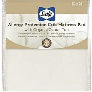 New Sealy Allergy Protection Crib Mattress Pad with Organic Cotton Top 52" x 28"